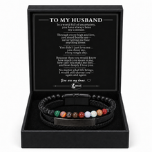 To My Husband Courage Multicolor Stone Bead Bracelet