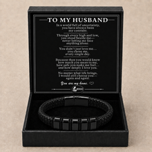 To My Husband Strength Black Bead Bracelet