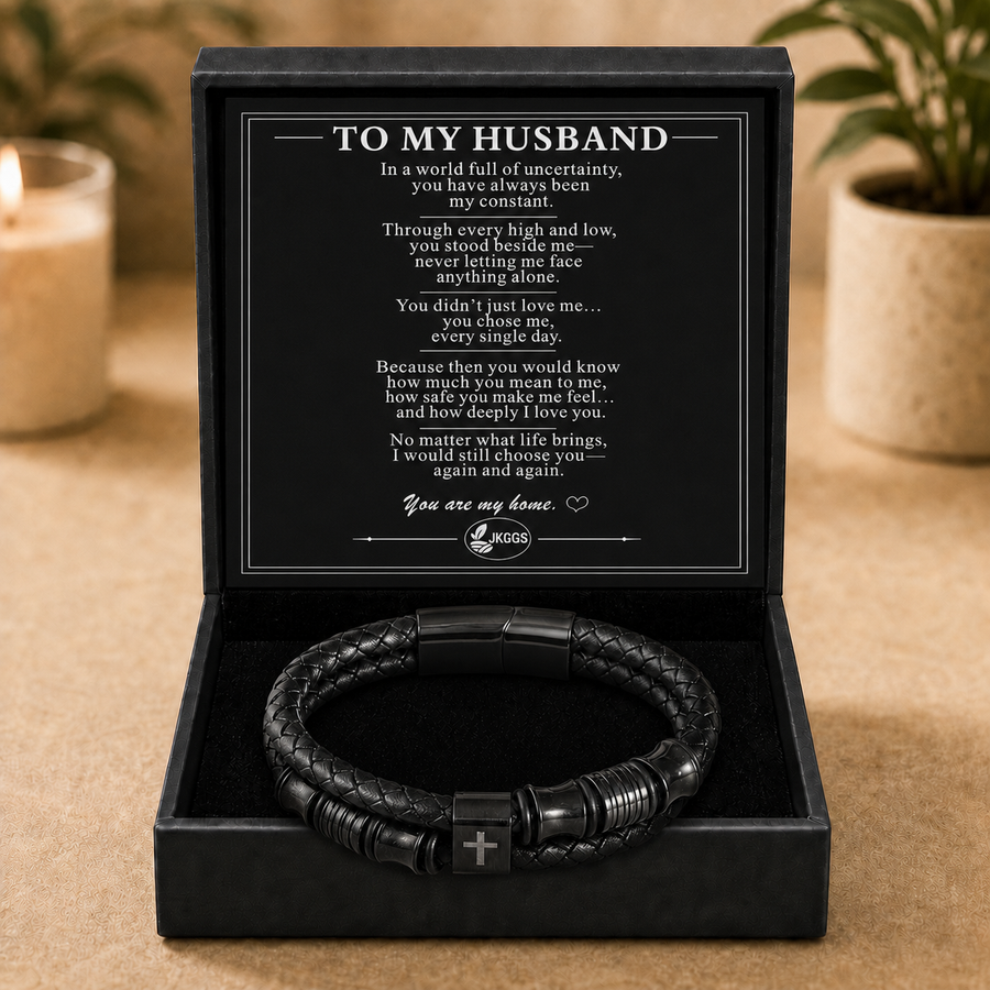 To My Husband Faith Cross Clasp Bracelet