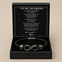 To My Husband Black Infinity Braided Bracelet