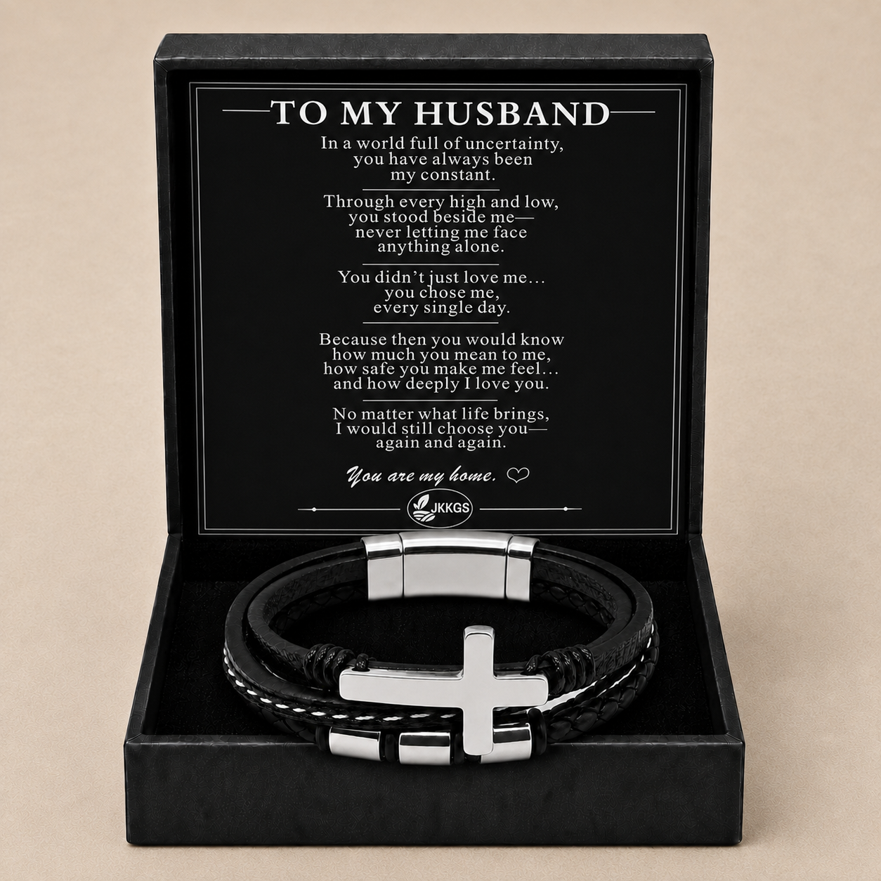 To My Husband Faith Layered Cross Bracelet