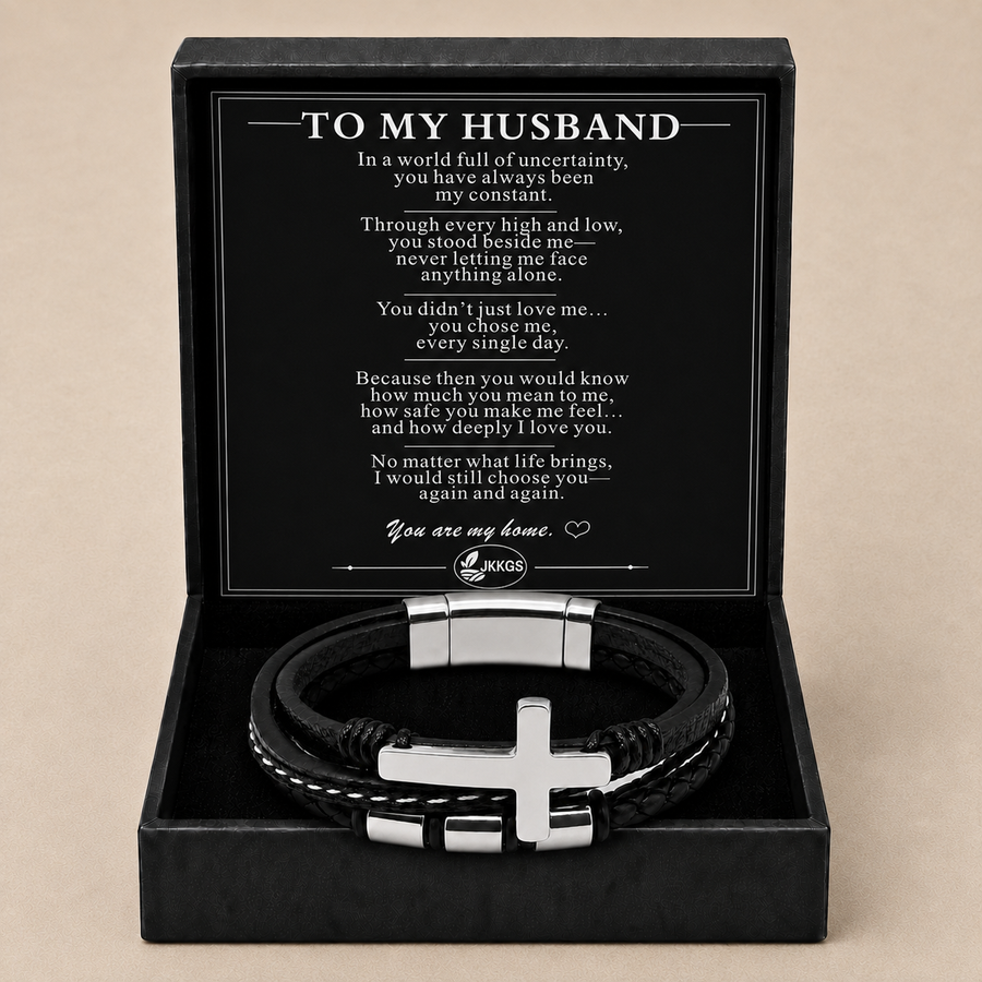 To My Husband Faith Layered Cross Bracelet