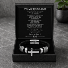 To My Husband Faith Braided Cross Bracelet