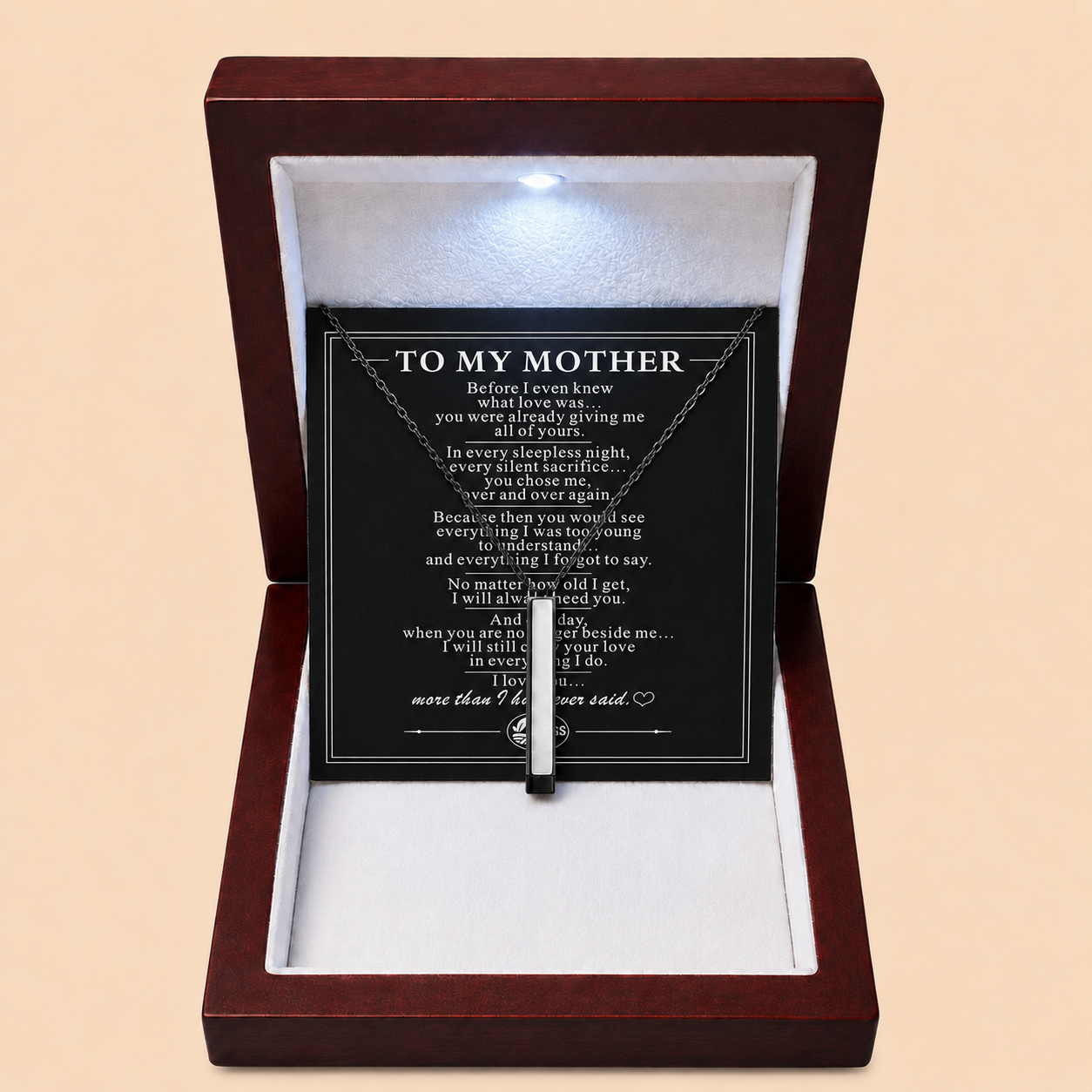 To My Mother Always Close Vertical Bar Necklace