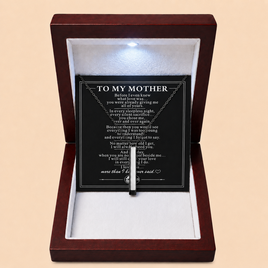 To My Mother Always Close Vertical Bar Necklace
