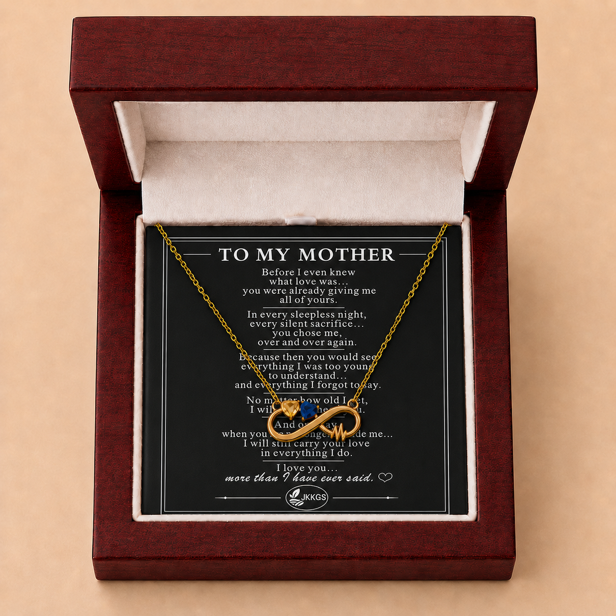 To My Mother Two-Stone Infinity Heartbeat Necklace