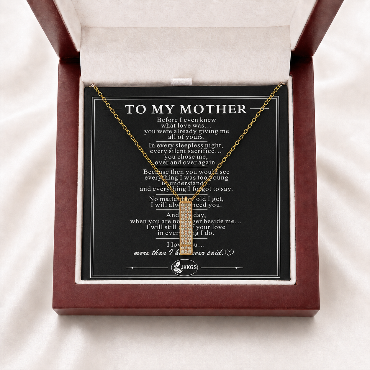To My Mother Shine Stone-Set Bar Necklace