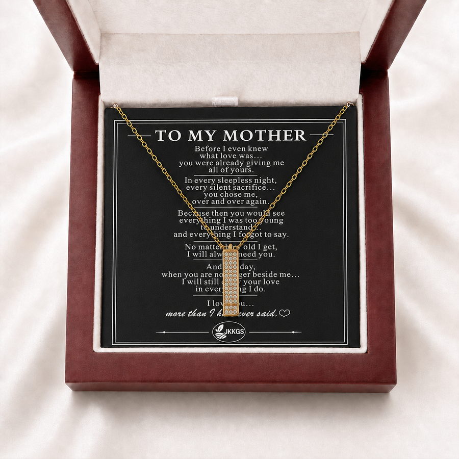 To My Mother Shine Stone-Set Bar Necklace