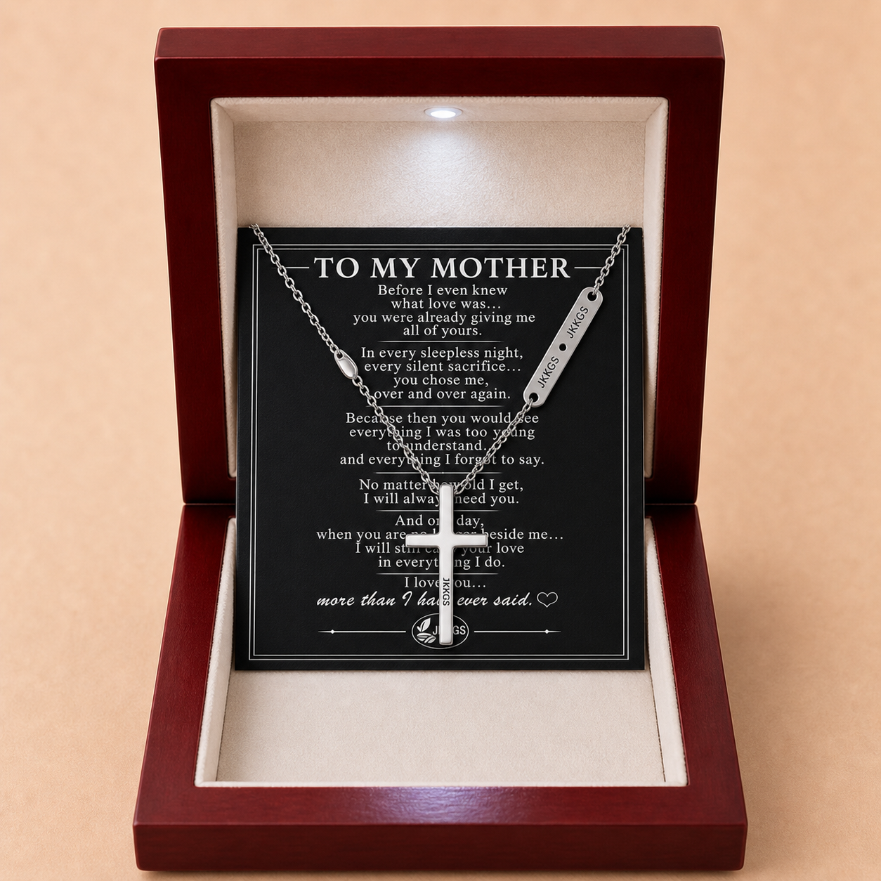 To My Mother Faith Cross Pendant Necklace