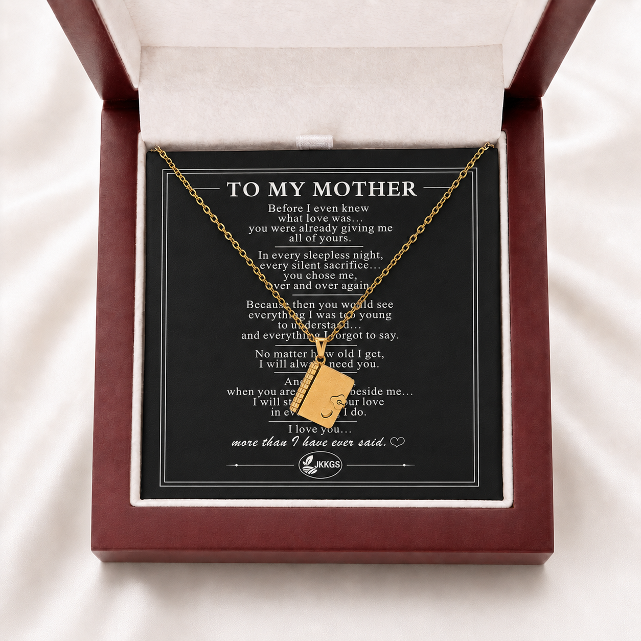 To My Mother Love Story Mini Book Pendant Necklace