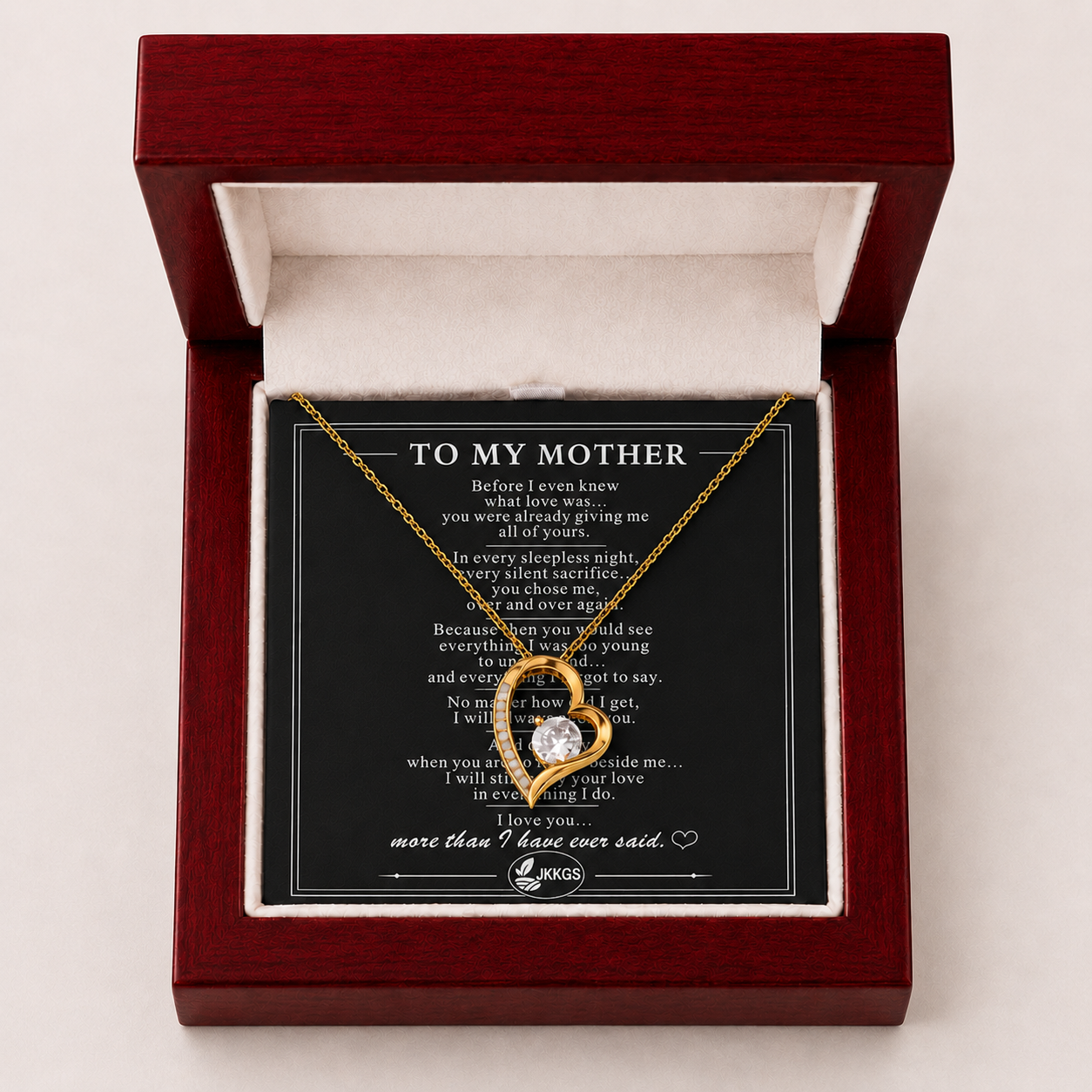 To My Mother Love Solitaire Heart Necklace