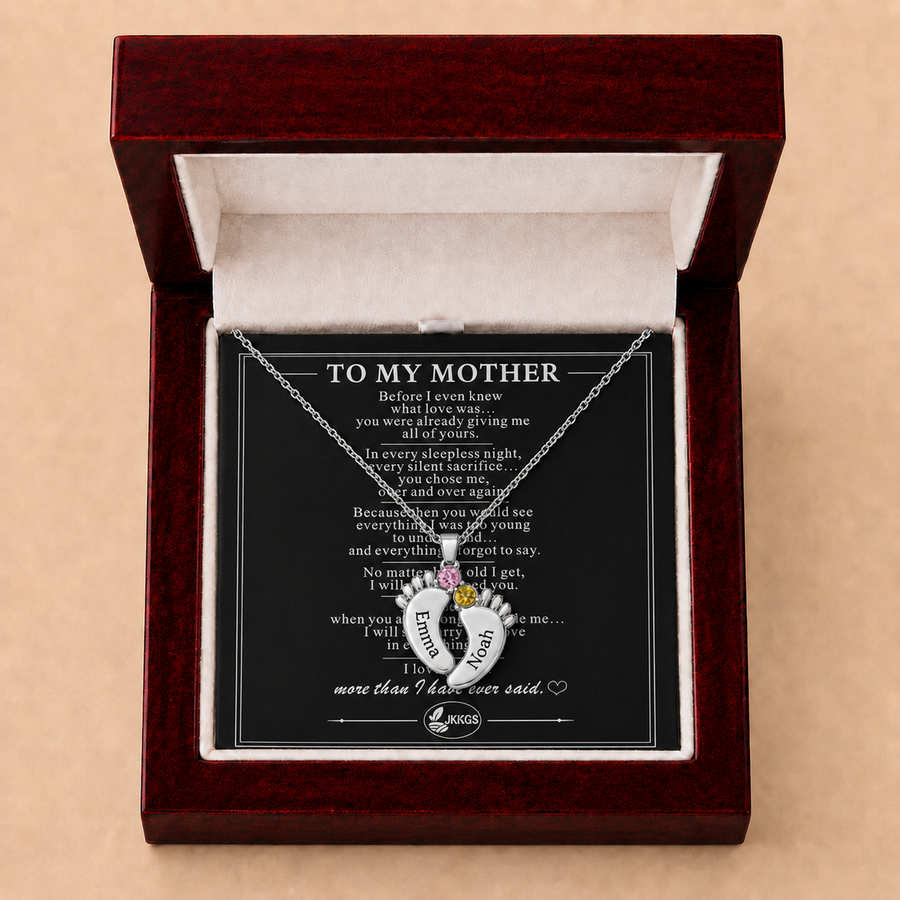 To My Mother Always Near Footprint Stone Necklace