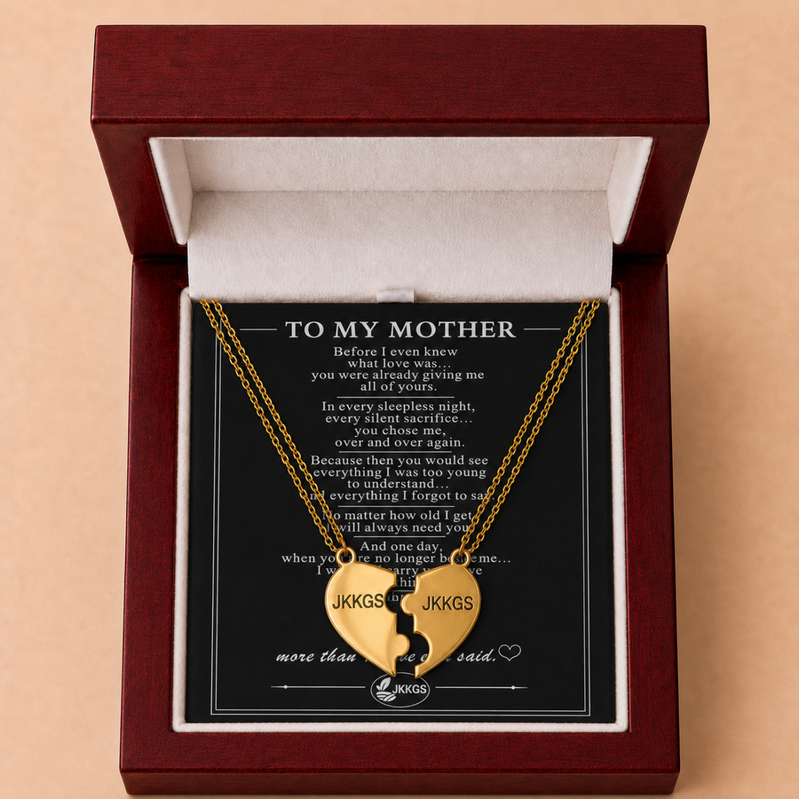 To My Mother Matching Split Heart Necklace Set