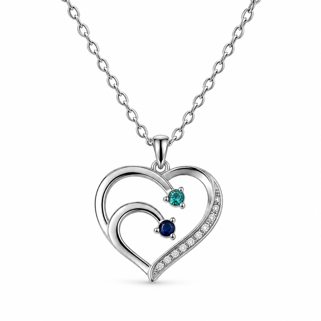 To My Granddaughter Two-Stone Family Heart Necklace