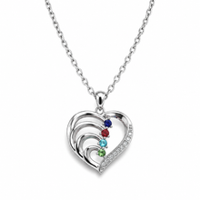 To My Wife Together Four-Stone Family Heart Necklace