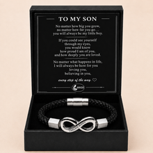 To My Son Engraved Infinity Braided Bracelet