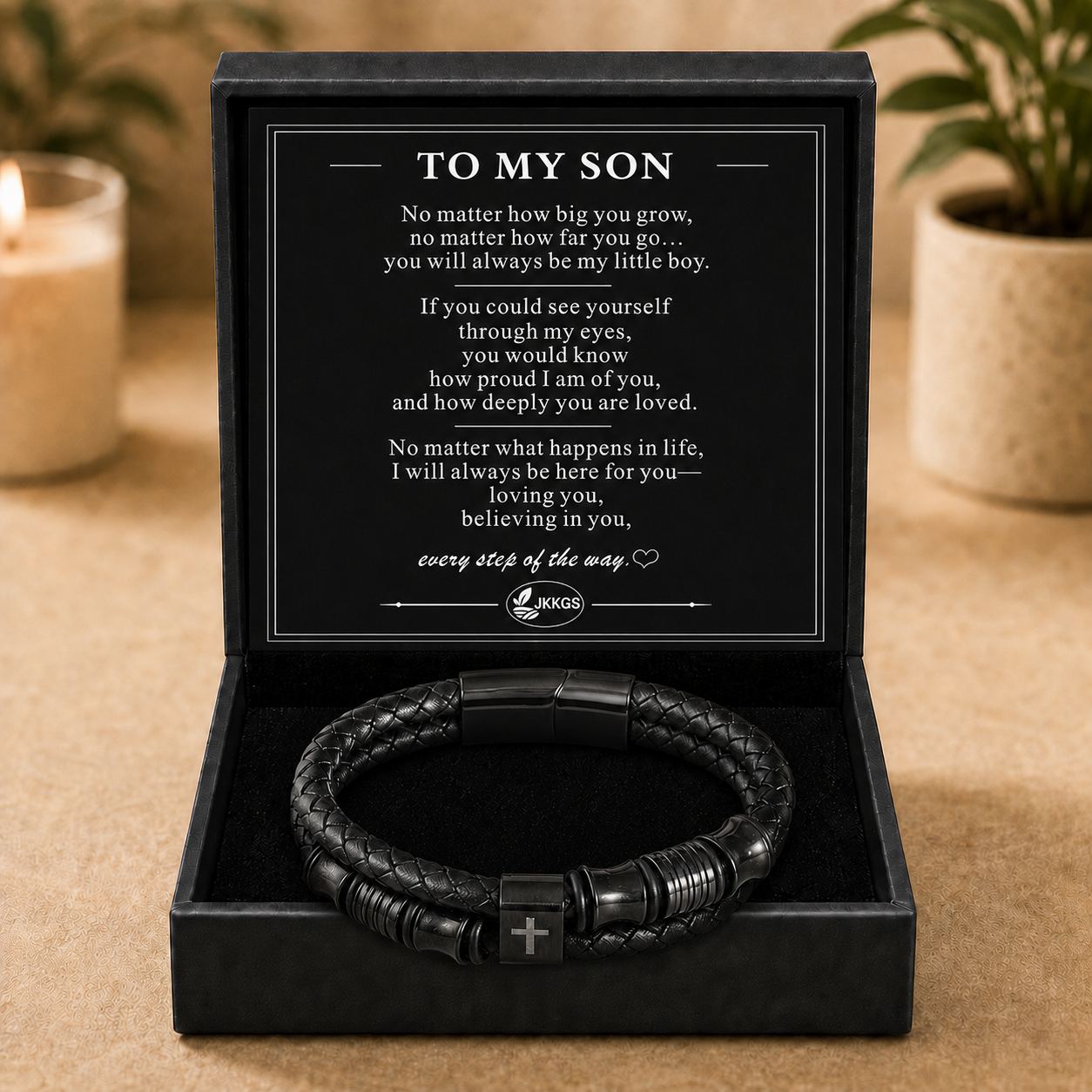 To My Son Faith Cross Clasp Bracelet