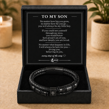To My Son Faith Cross Clasp Bracelet
