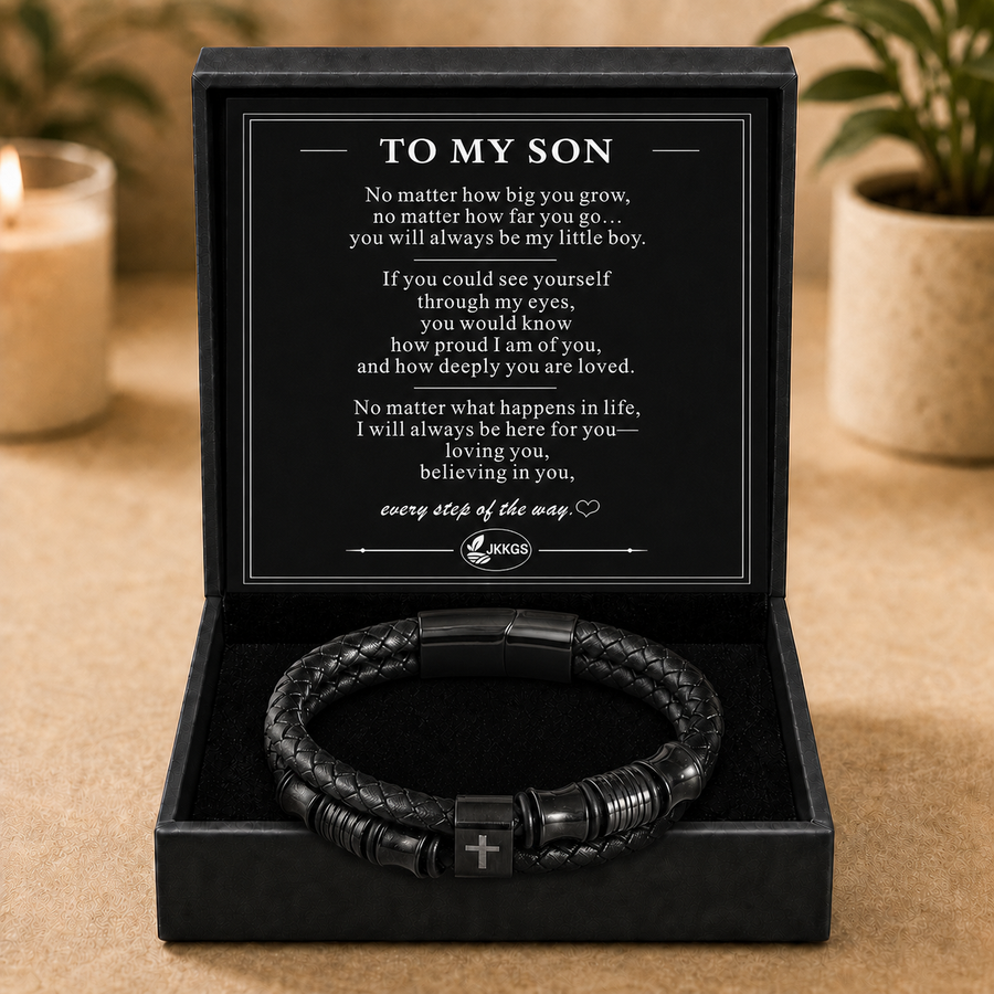 To My Son Faith Cross Clasp Bracelet
