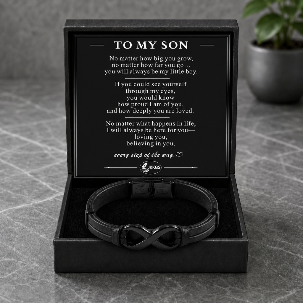 To My Son Always With You Black Infinity Cuff Bracelet
