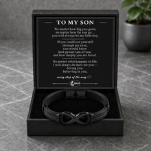 To My Son Always With You Black Infinity Cuff Bracelet