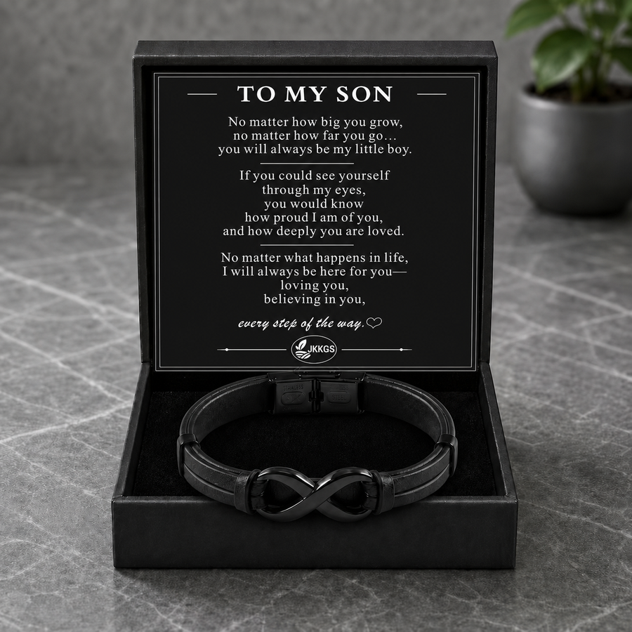 To My Son Always With You Black Infinity Cuff Bracelet
