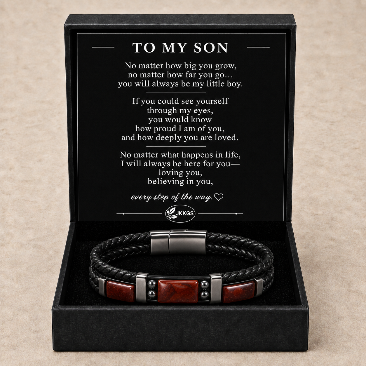 To My Son Family Inlay Braided Bracelet