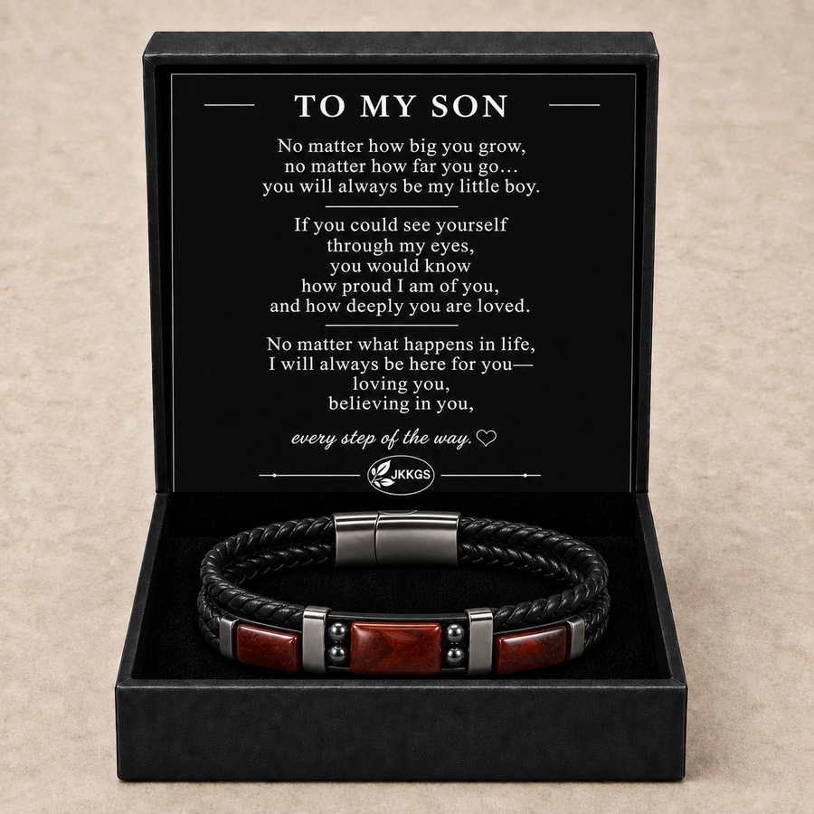 To My Son Family Inlay Braided Bracelet
