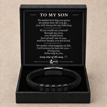 To My Son Strength Black Bead Bracelet