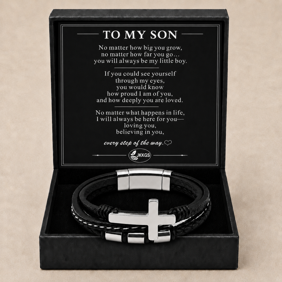 To My Son Faith Layered Cross Bracelet