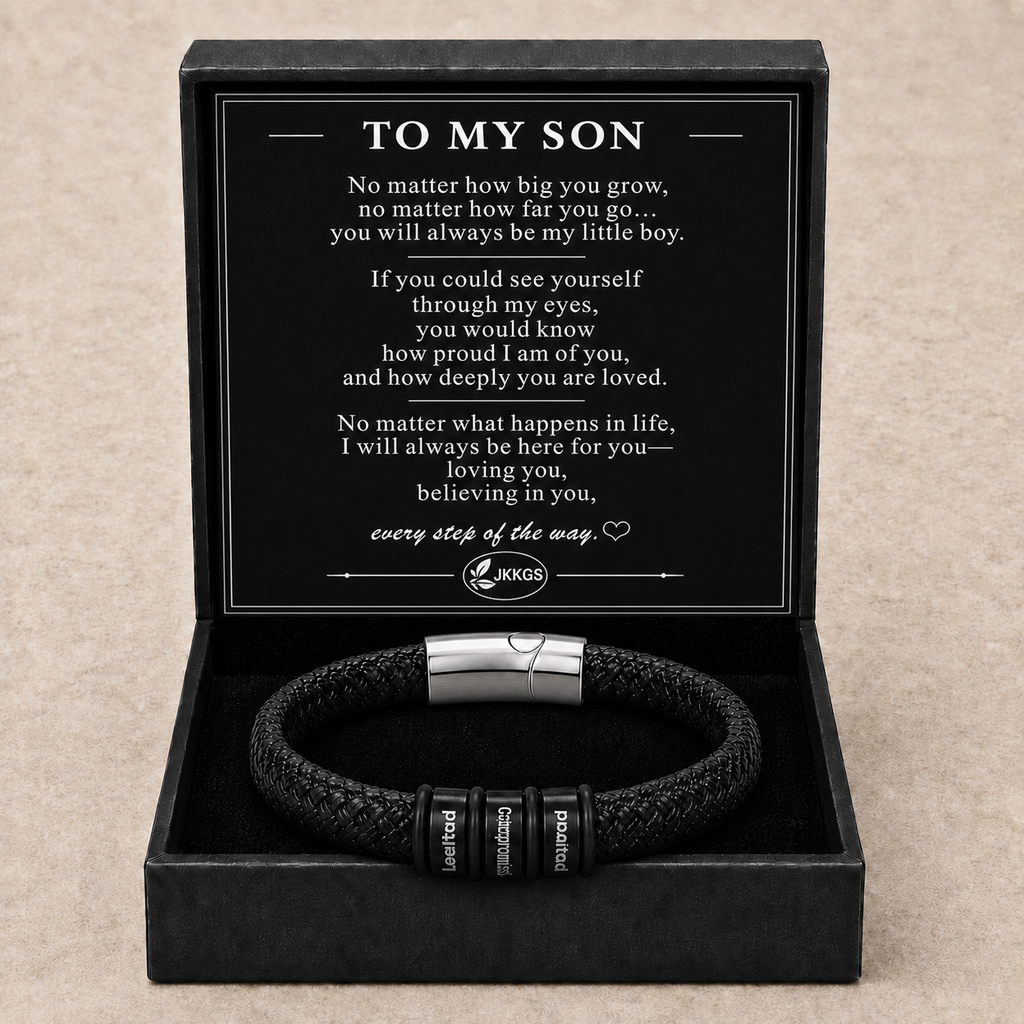 To My Son Legacy Message Bar Bead Bracelet