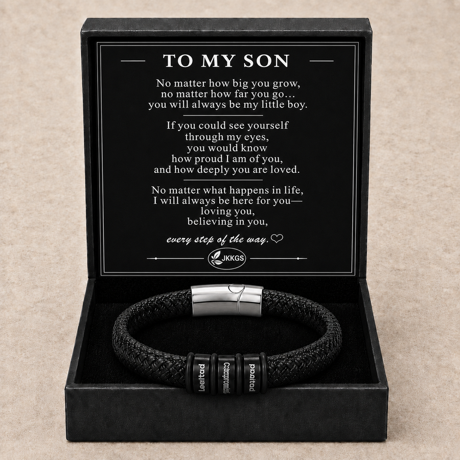To My Son Legacy Message Bar Bead Bracelet
