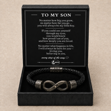 To My Son Never Alone Black Infinity Braided Bracelet
