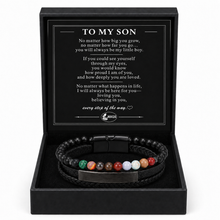 To My Son Courage Multicolor Stone Bead Bracelet