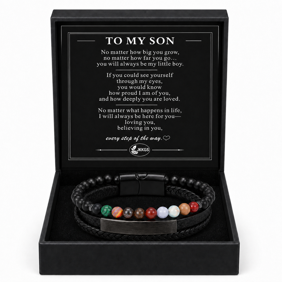 To My Son Courage Multicolor Stone Bead Bracelet