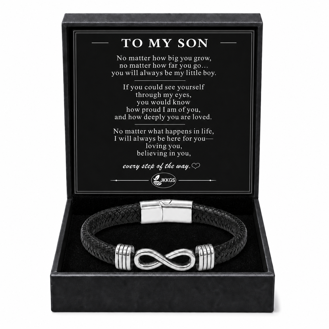 To My Son Stay Strong Silver Infinity Braided Bracelet