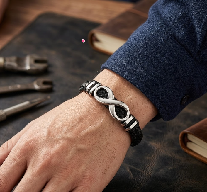 To My Father - Anchor of Our Family Leather Bracelet
