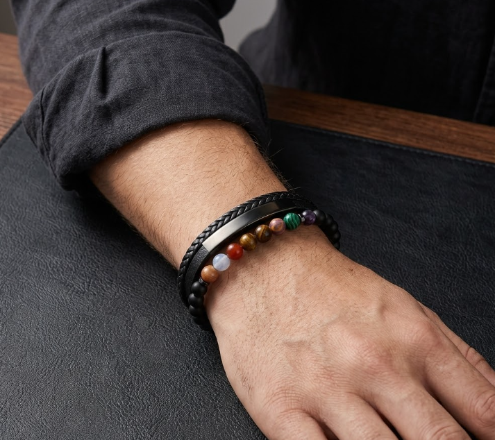 To My Husband Courage Multicolor Stone Bead Bracelet