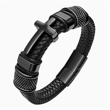 To My Son - Cross & Anchor Leather Bracelet