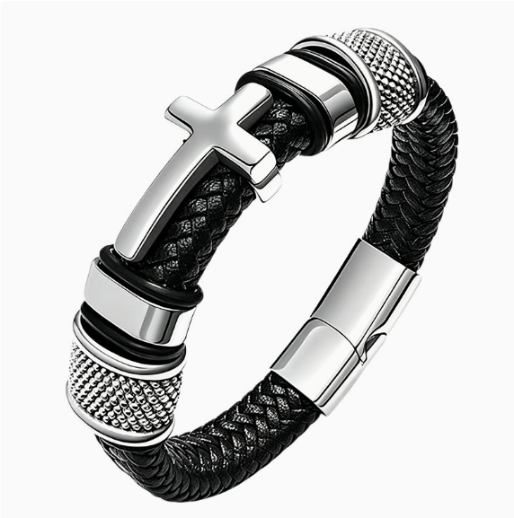 To My Son - Cross & Anchor Leather Bracelet
