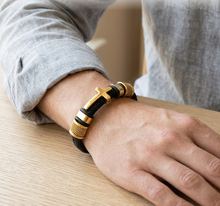 To My Son - Cross & Anchor Leather Bracelet