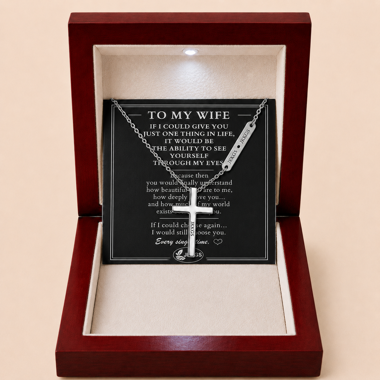 To My Wife Faith Cross Pendant Necklace