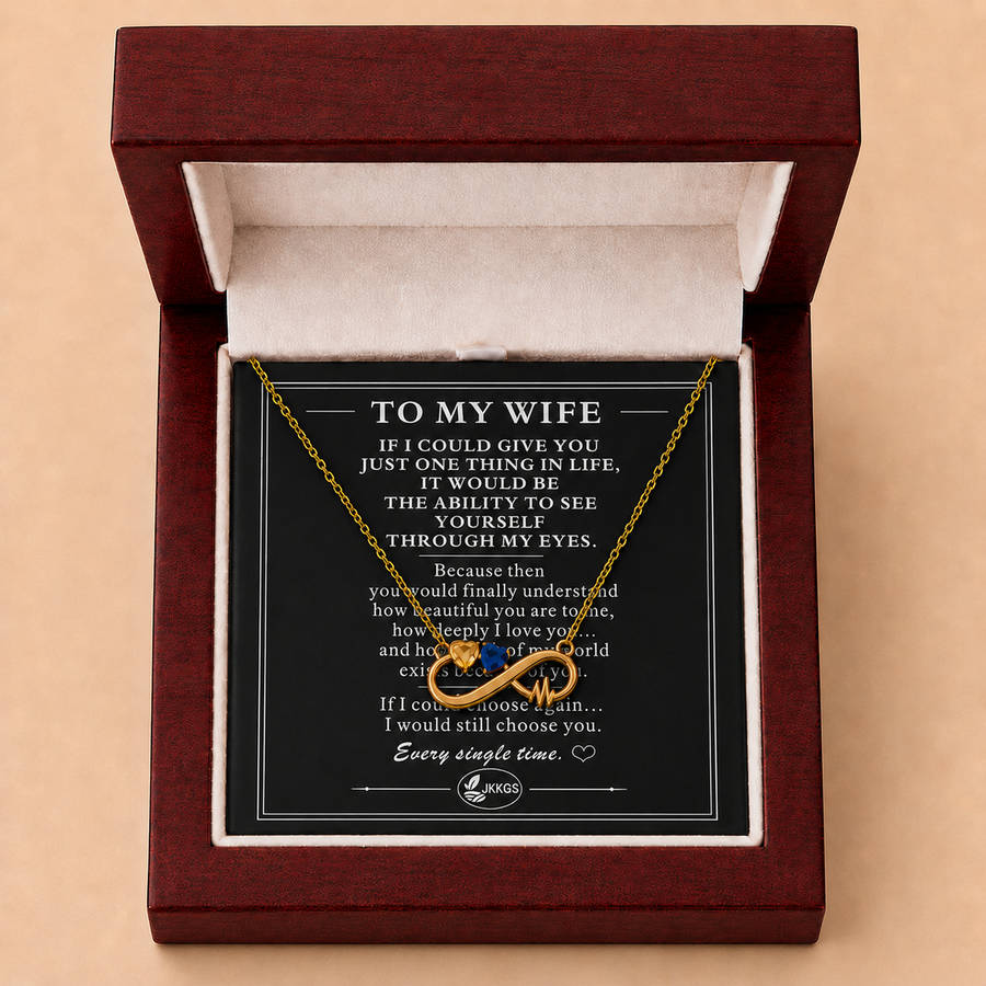 To My Wife Two-Stone Infinity Heartbeat Necklace