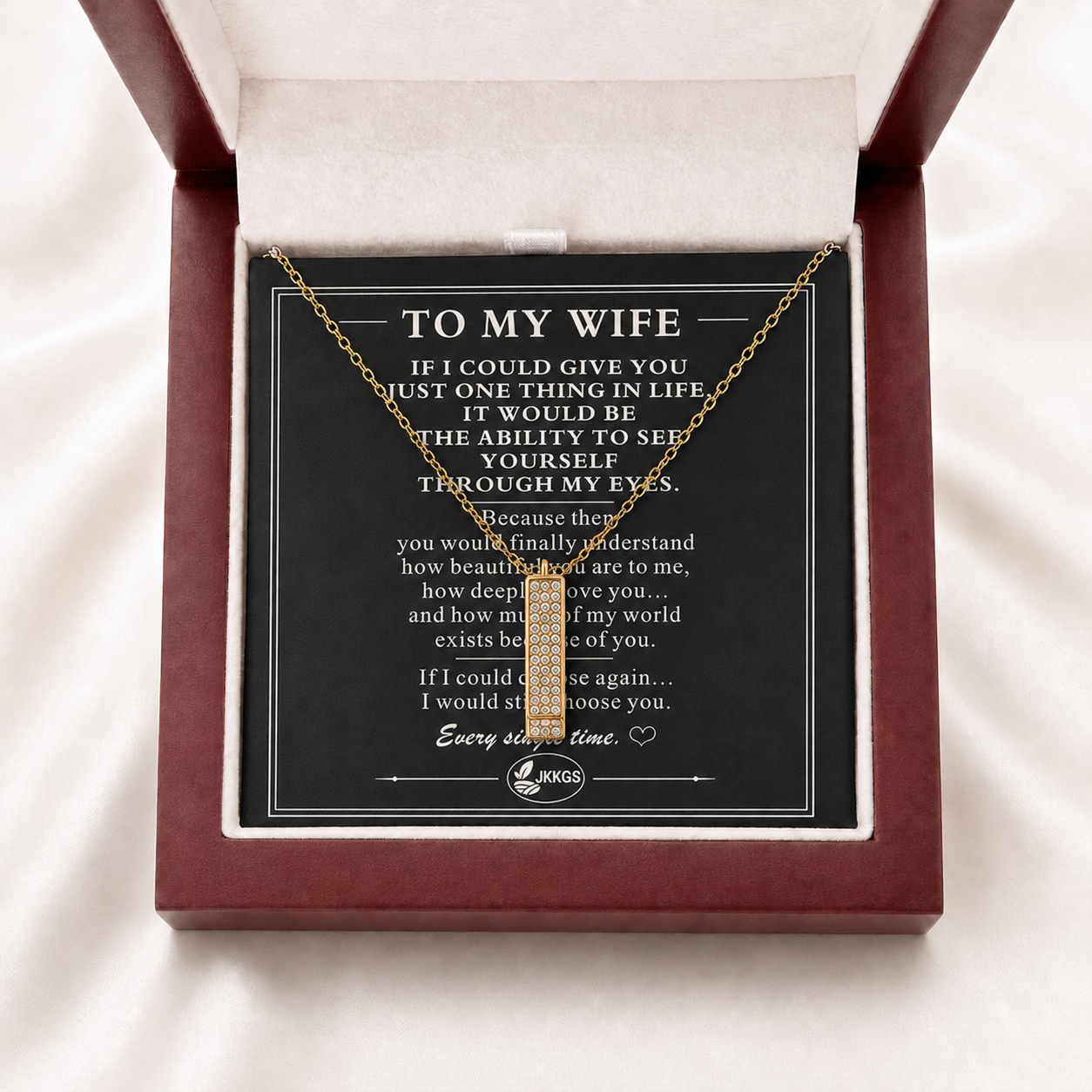 To My Wife Shine Stone-Set Bar Necklace