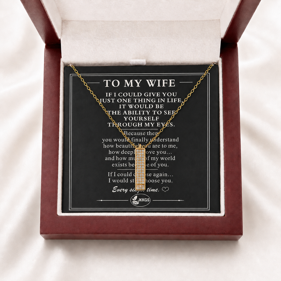 To My Wife Shine Stone-Set Bar Necklace