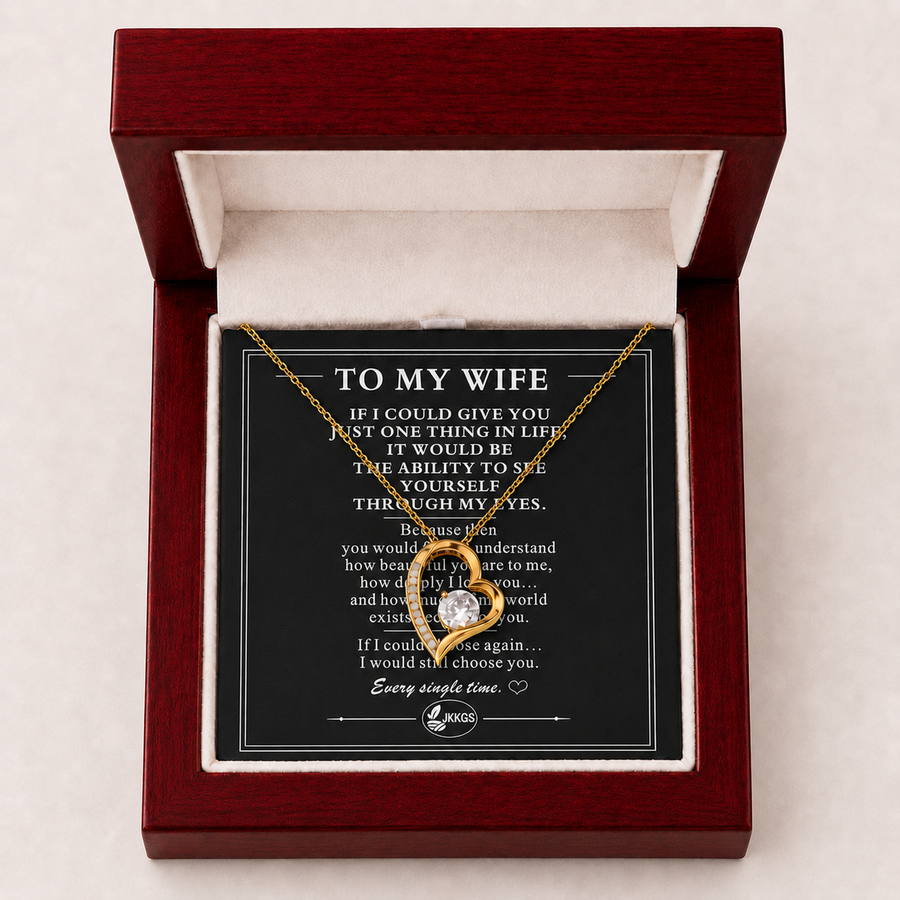 To My Wife Love Solitaire Heart Necklace