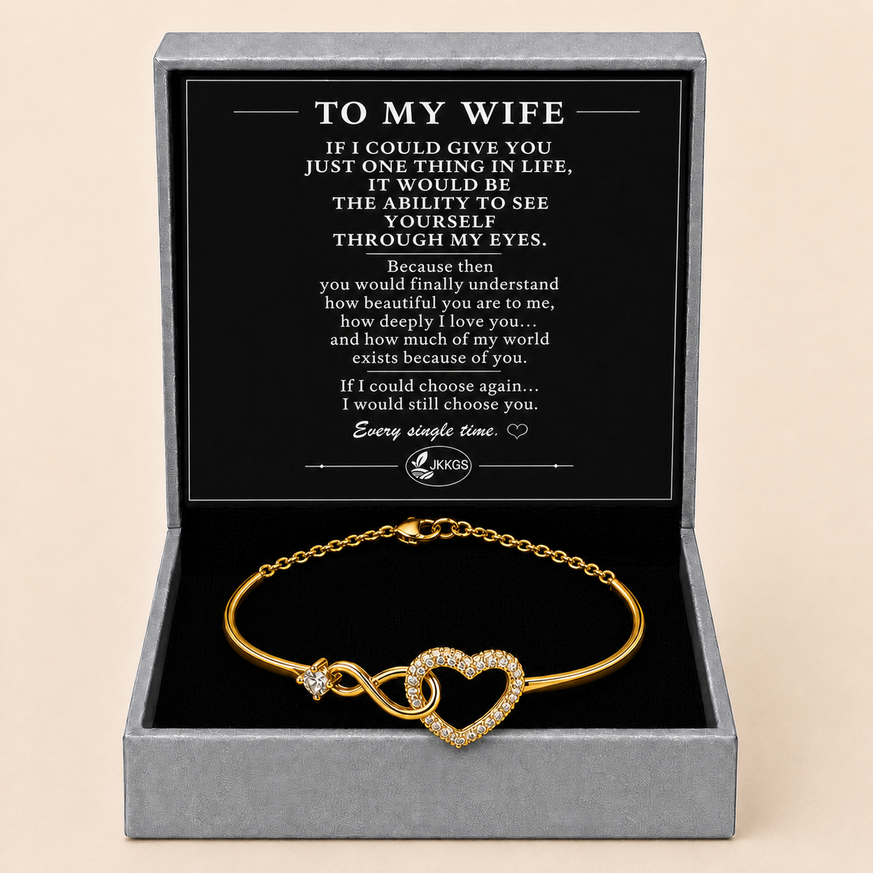To My Wife Heartfelt Infinity Heart Bracelet