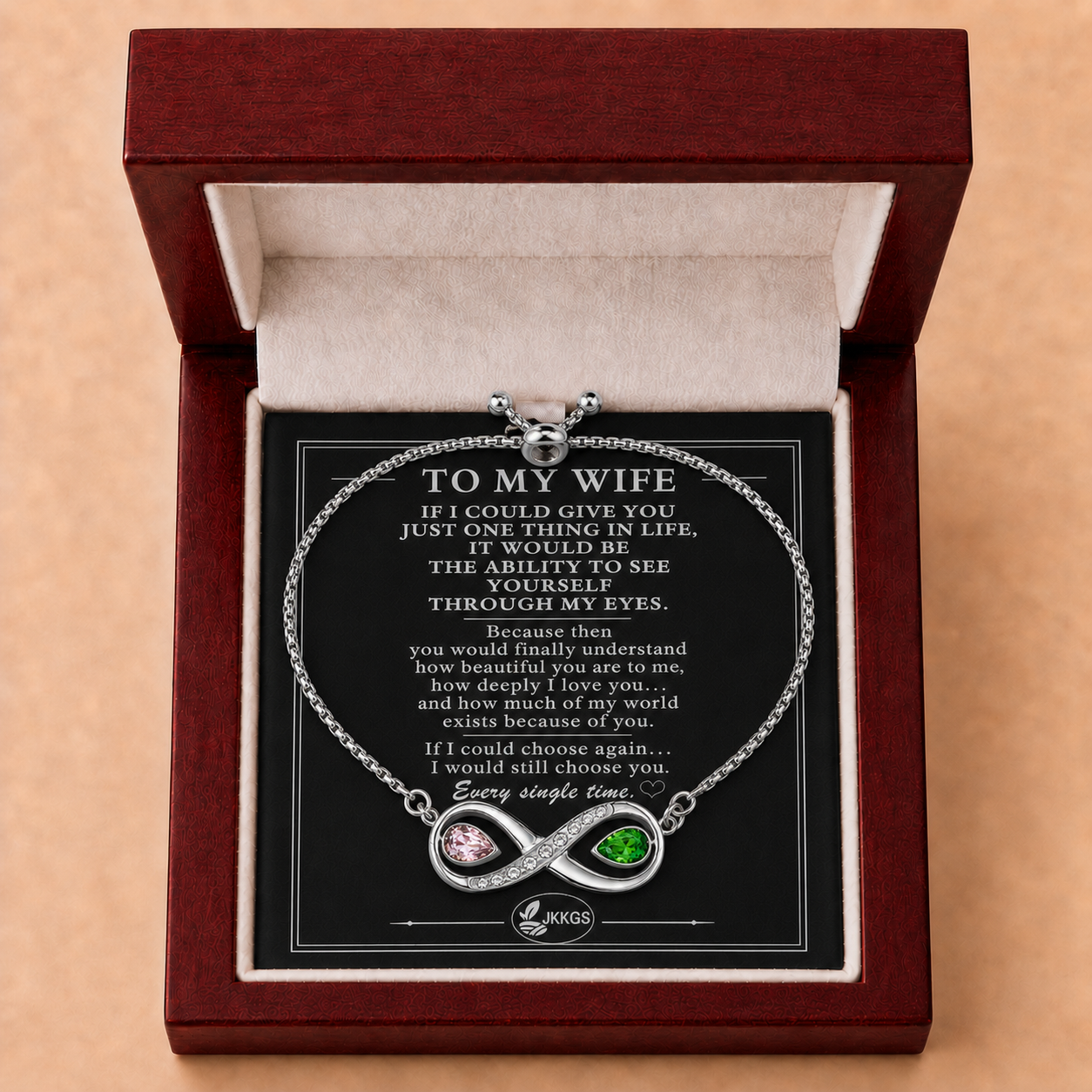 To My Wife Forever Two-Stone Infinity Bracelet