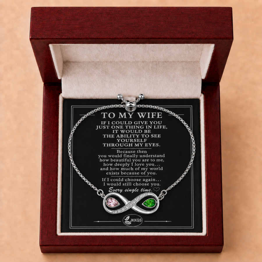 To My Wife Forever Two-Stone Infinity Bracelet