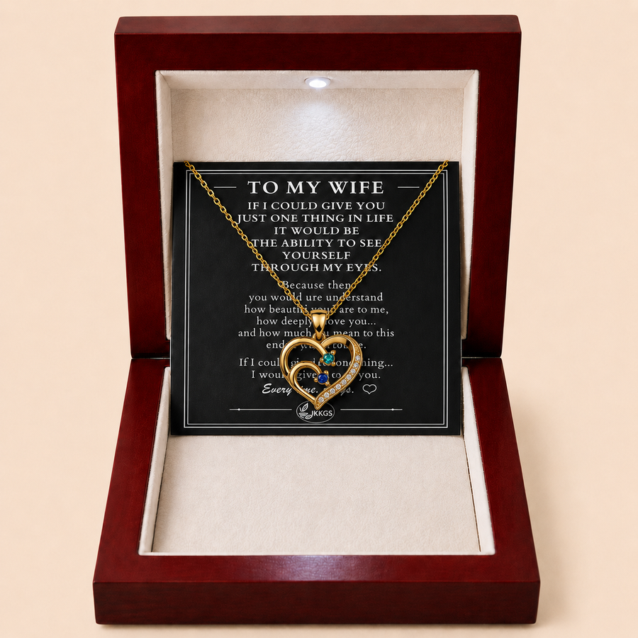 To My Wife Together Two-Stone Family Heart Necklace